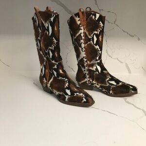Free People We the Free Dagget Western Montage Ocelot  Hair on Boots Size 37